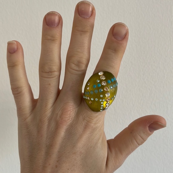 Alexis bittar lucite and crystal ring - Picture 3 of 3